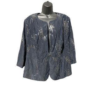 NWT Alex Evenings Women's Size Tea Length Button-Front Jacket with sequins 20W